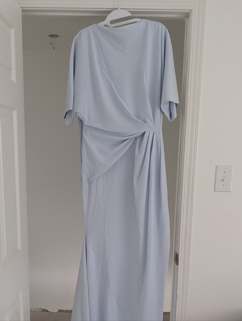 Elegant Light Blue Draped Maxi Dress